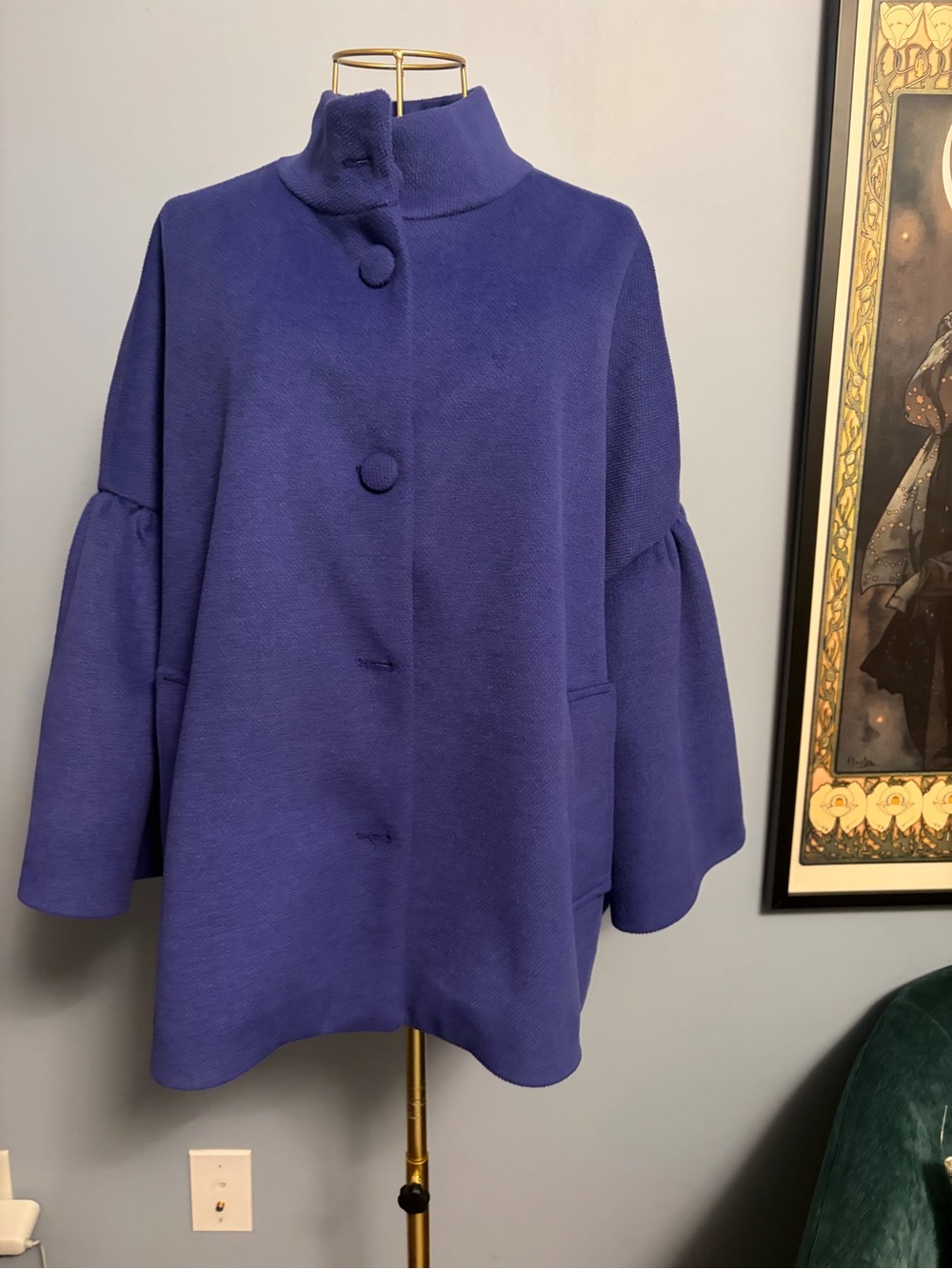 Italian Women's Violet Swing Coat with Button Front
